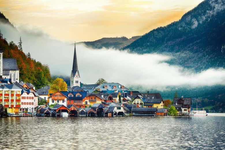 Vistas do povoado de Hallstatt, nos Alpes da Áustria